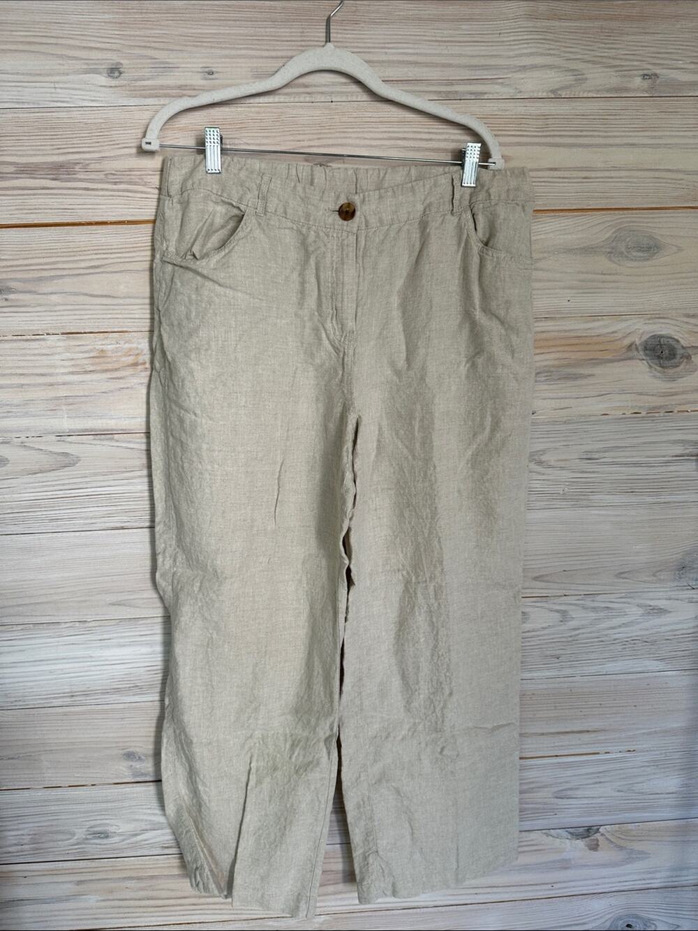 Chico's Linen Blend Wide Leg Pants in Beige/Tan size 2